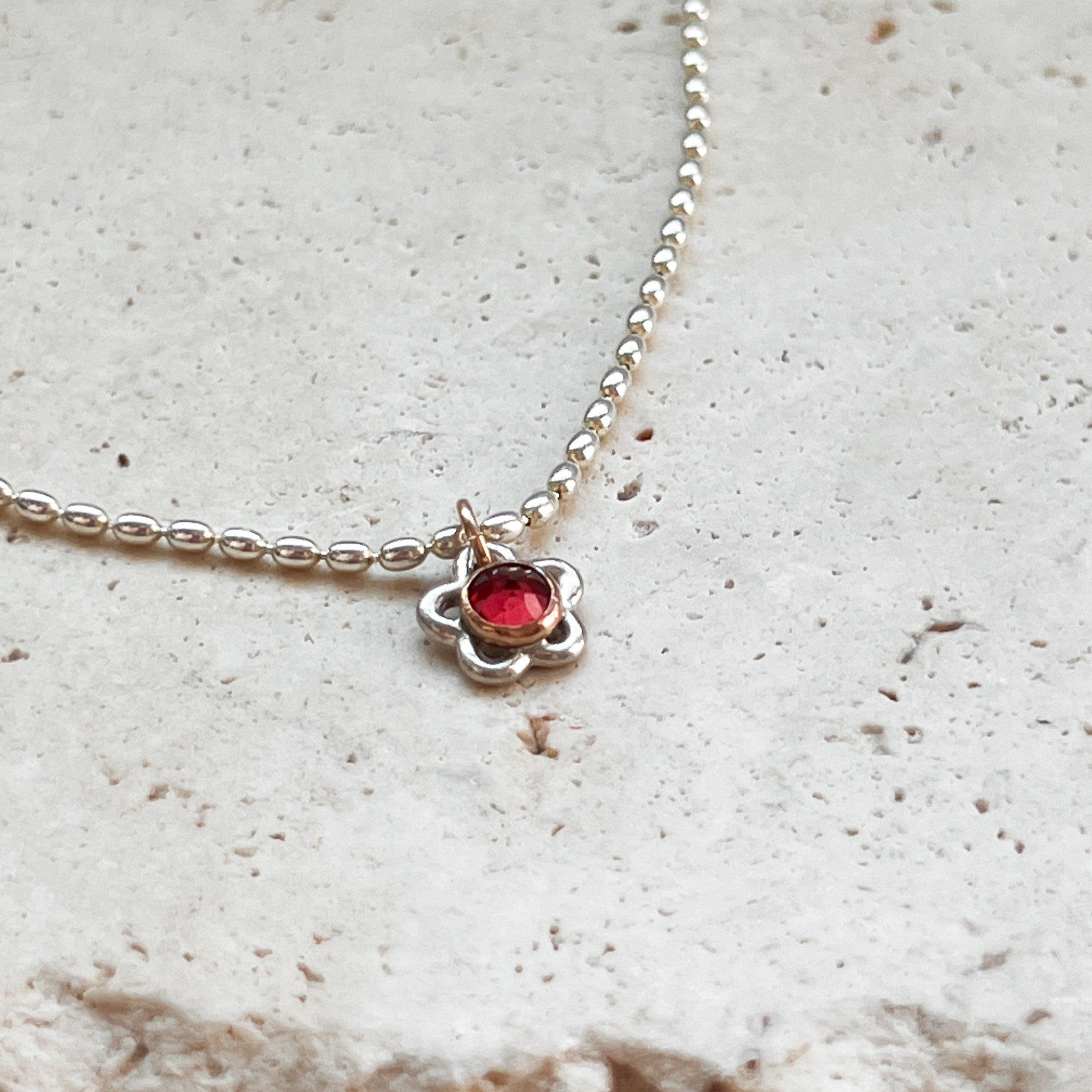 Red Flower Layering Necklace