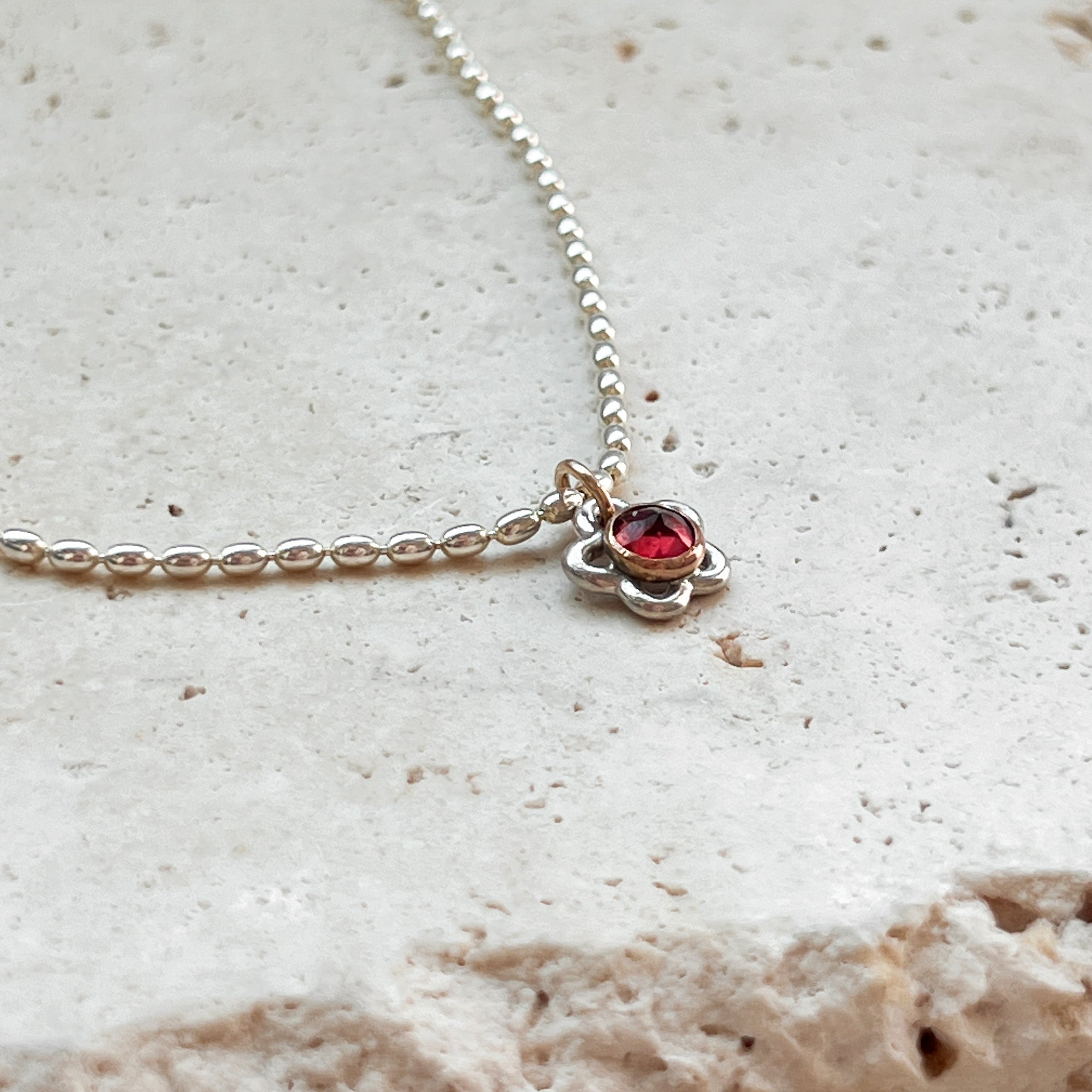 Red Flower Layering Necklace
