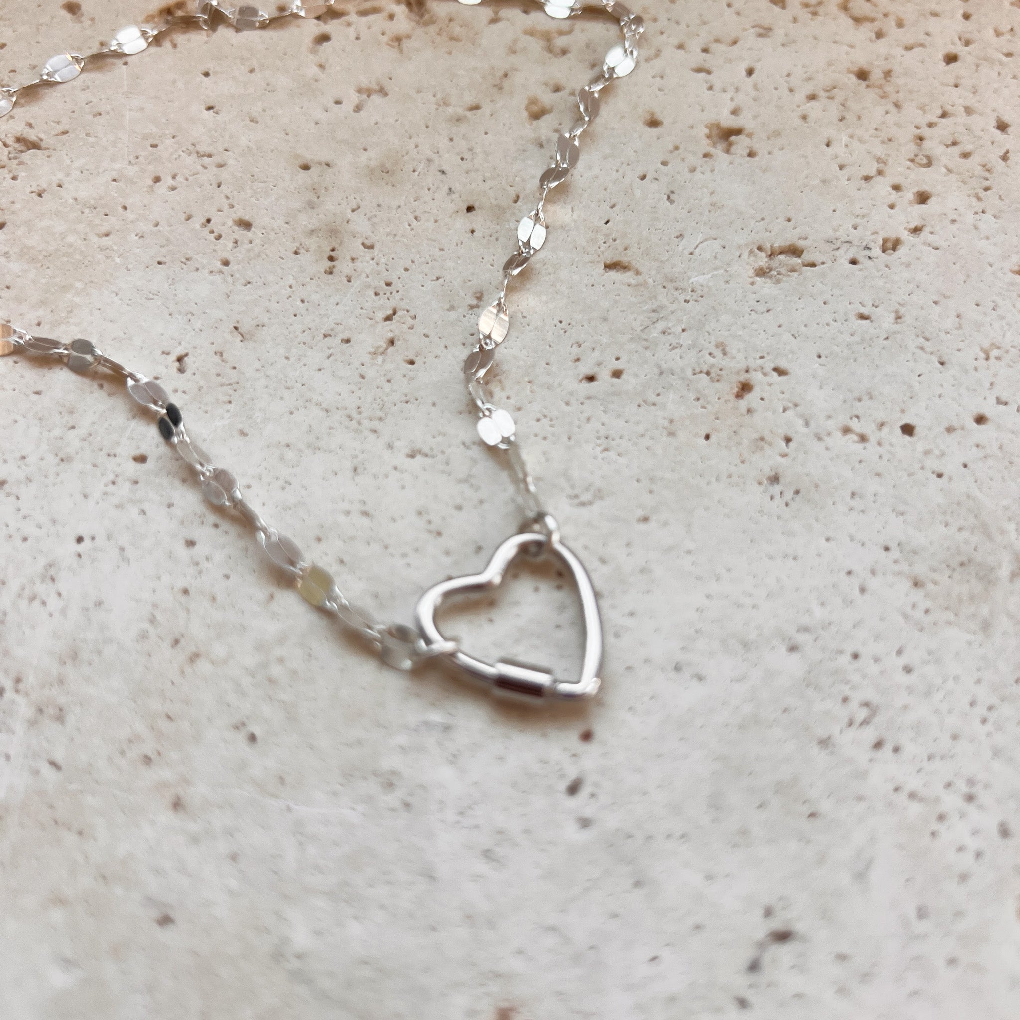 Silver Heart Carabiner Necklace