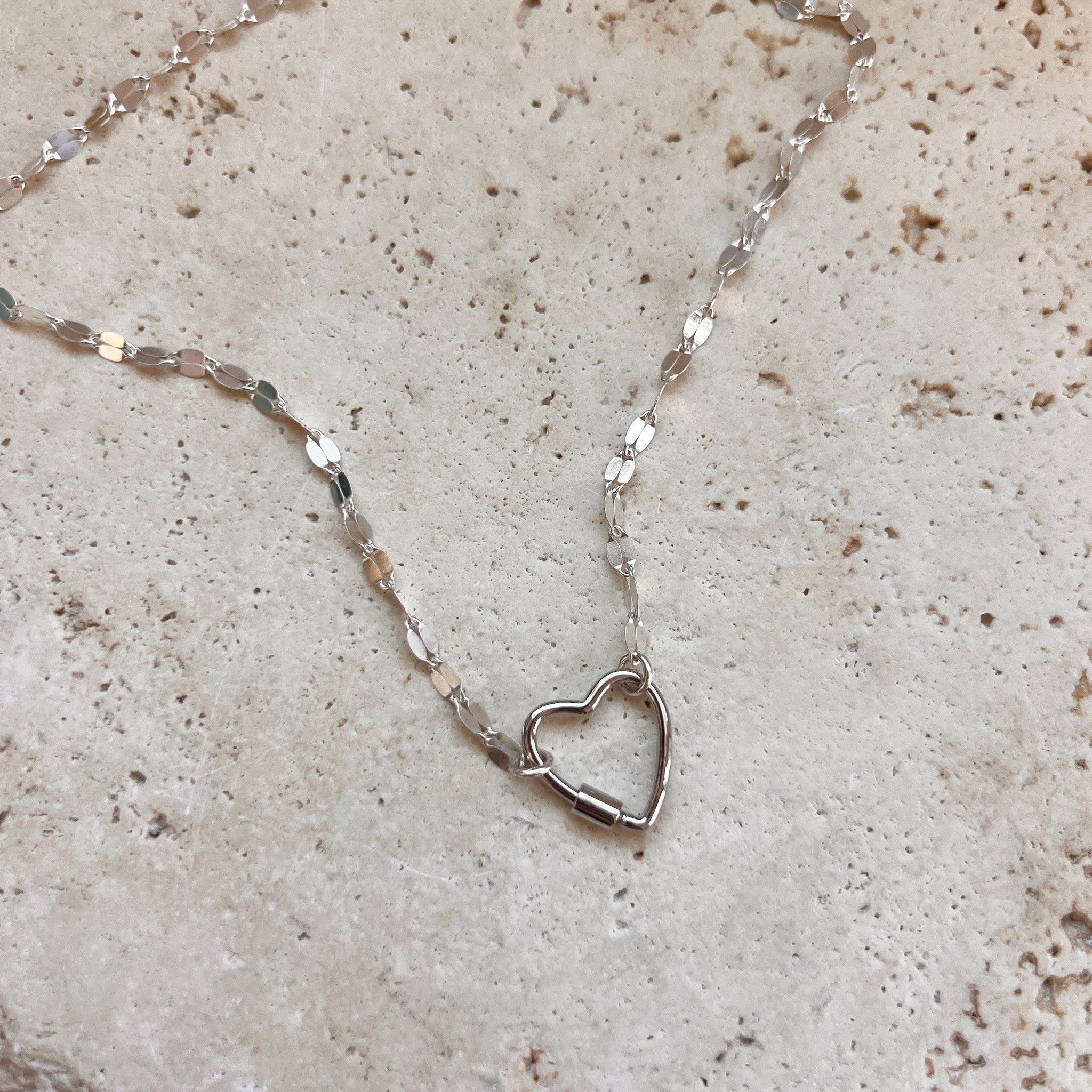 Silver Heart Carabiner Necklace