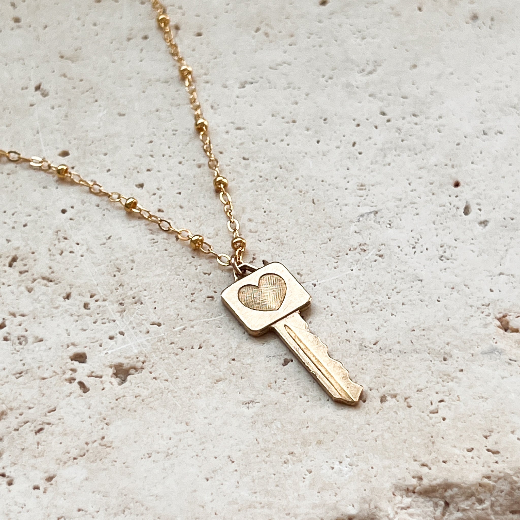 Vintage Heart Key Necklace
