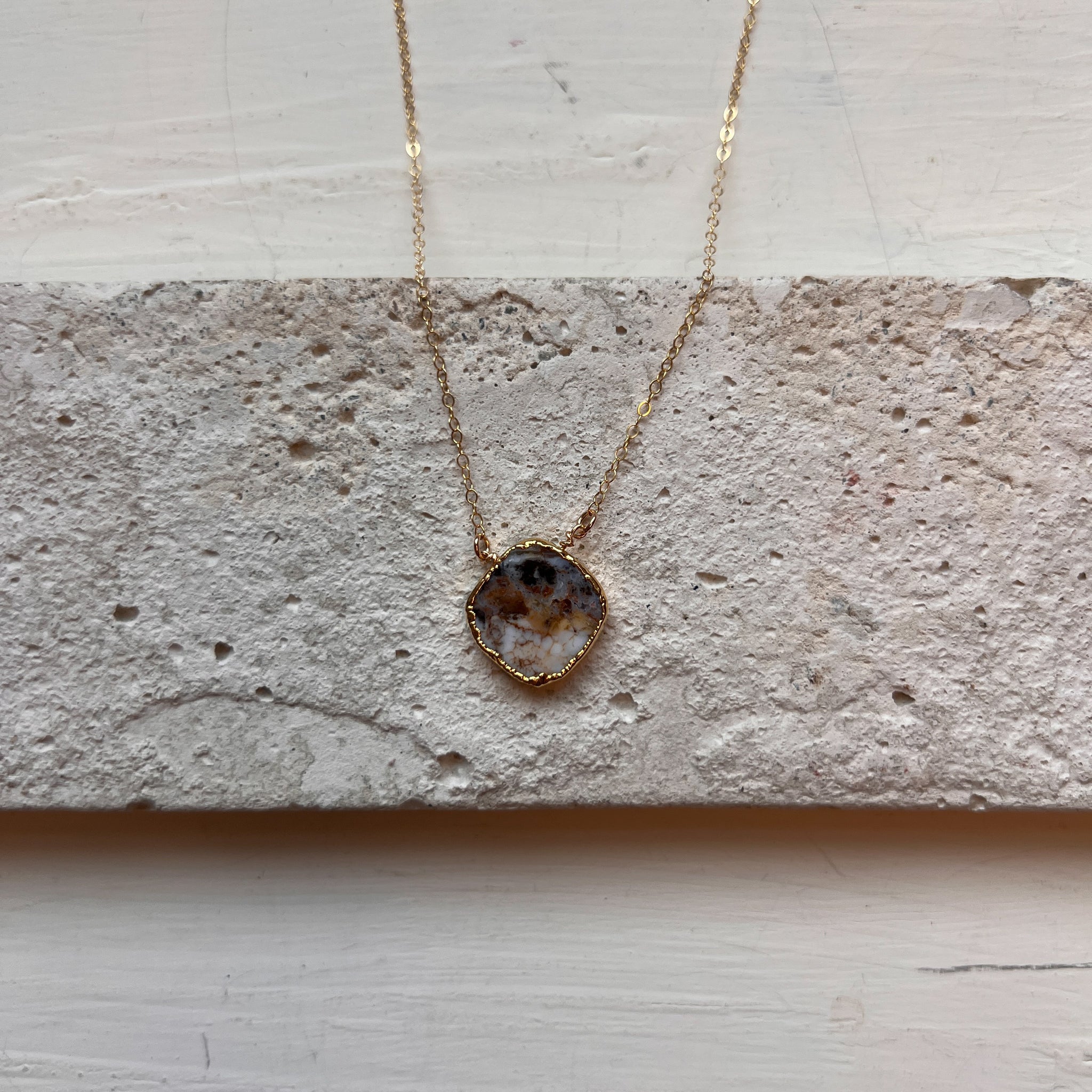 Dendrite Opal Slice Necklace